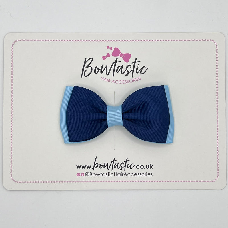 3 Inch Flat Double Bow - Navy & Blue Topaz