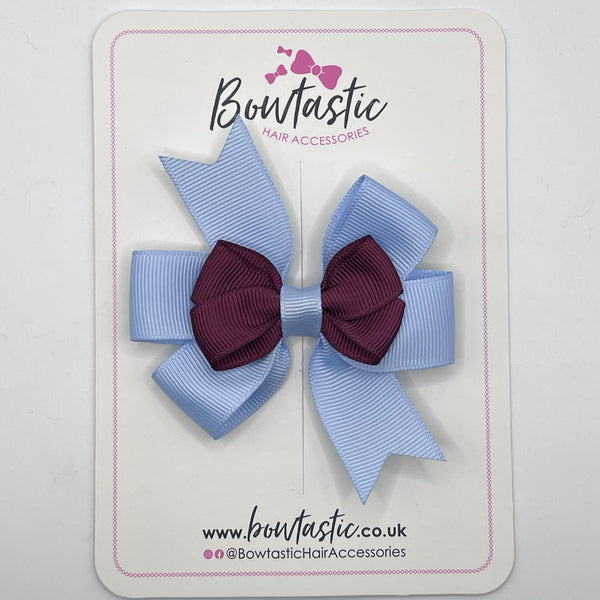 3 Inch 2 Layer Pinwheel Bow - Burgundy & Bluebell