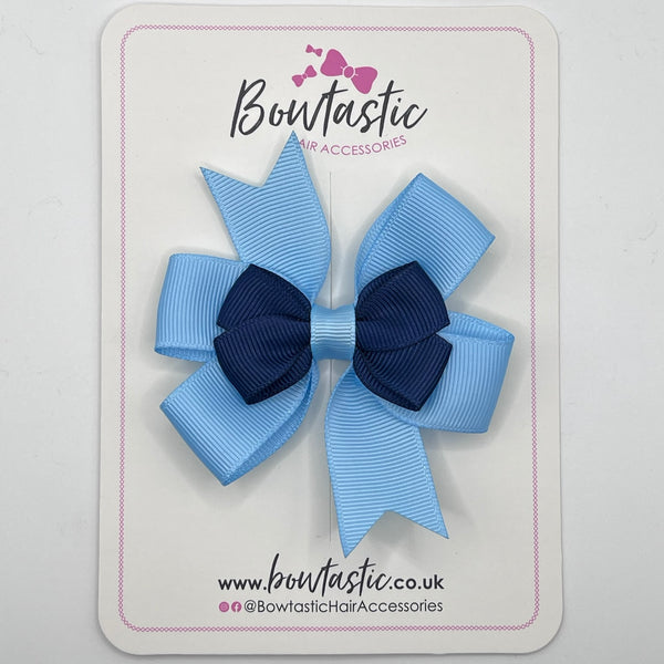 3 Inch 2 Layer Pinwheel Bow - Navy & Blue Topaz