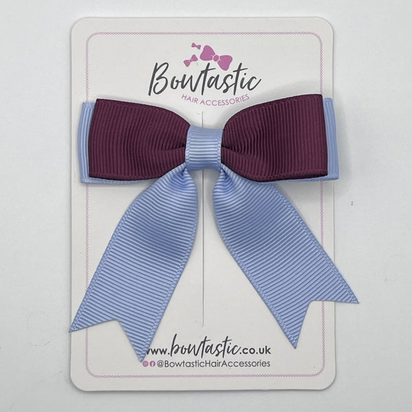 2.75 Inch Tail Bow - Burgundy & Bluebell