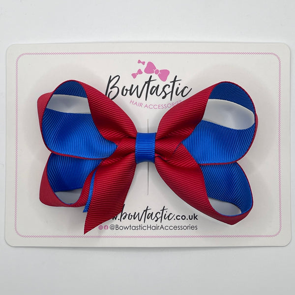 4 Inch Double Ribbon Bow Style 2 - Red & Royal Blue