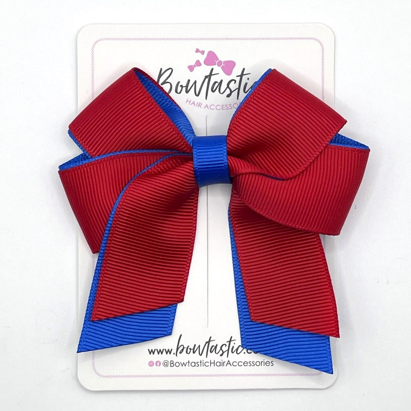 3 Inch Twist Short Tail Bow - Red & Royal Blue