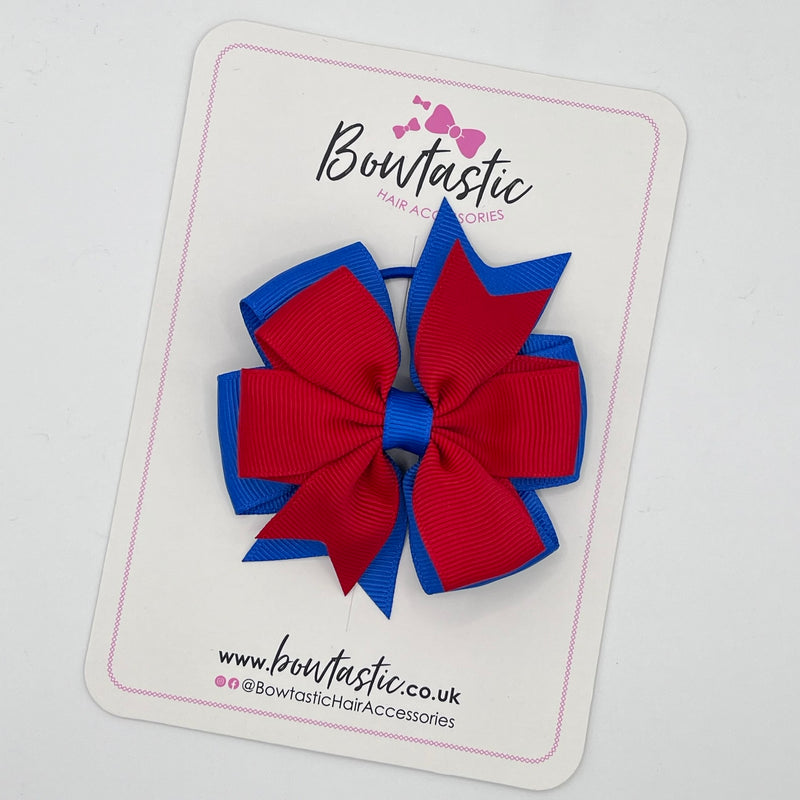 3 Inch Double Pinwheel Bow Thin Elastic - Red & Royal Blue