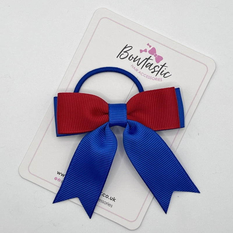 2.75 Inch Tail Bow Thin Elastic - Red & Royal Blue