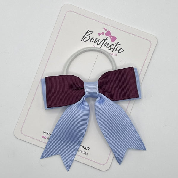 2.75 Inch Tail Bow Thin Elastic - Burgundy & Bluebell