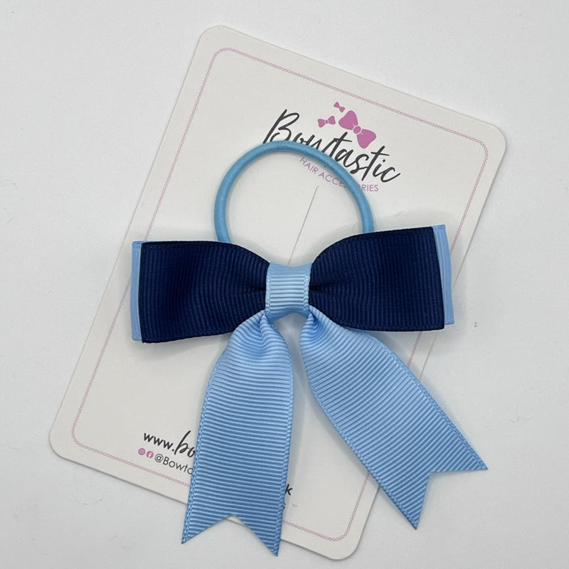 2.75 Inch Tail Bow Thin Elastic - Navy & Blue Topaz