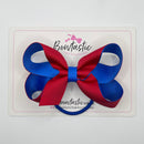4 Inch Double Ribbon Bow Bobble Style 2 - Red & Royal Blue