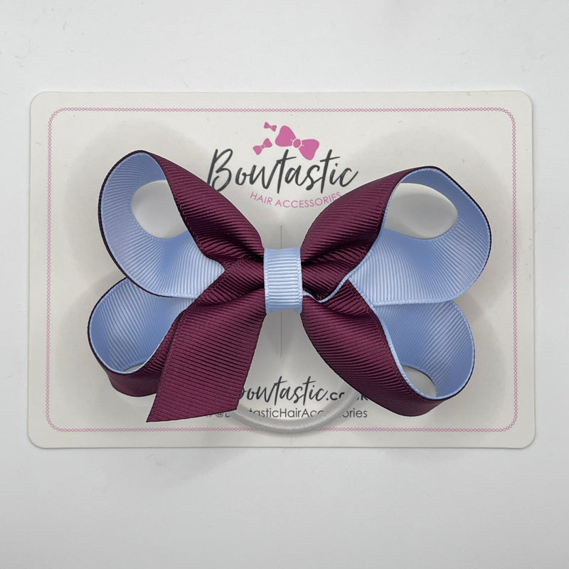 4 Inch Double Ribbon Bow Bobble Style 2 - Burgundy & Bluebell