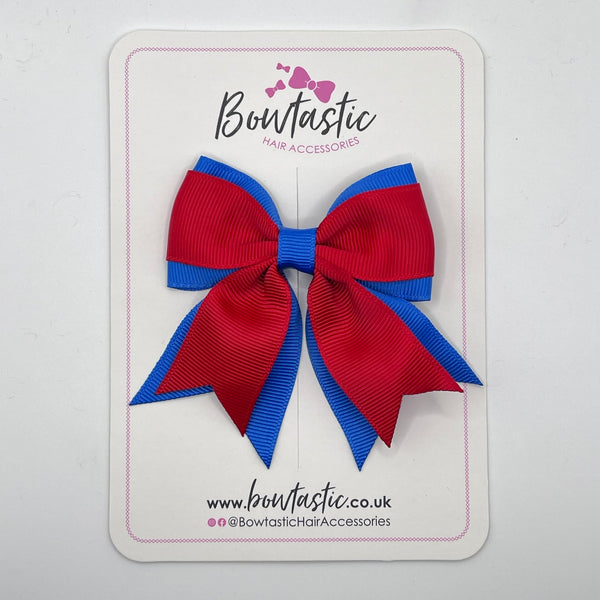 3 Inch Flat 2 Layer Tail Bow - Red & Royal Blue