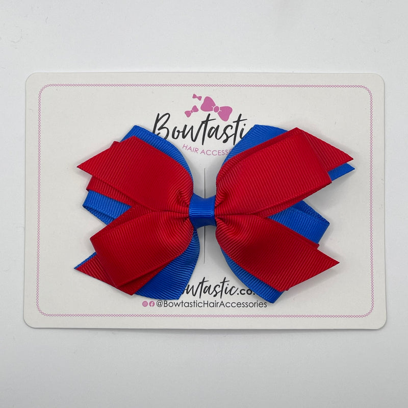 4 Inch 3 Layer Bow - Red & Royal Blue