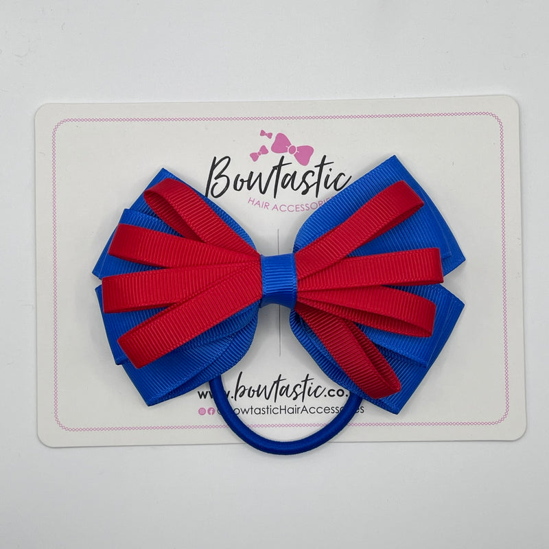 4 Inch Loop Bow Bobble - Red & Royal Blue