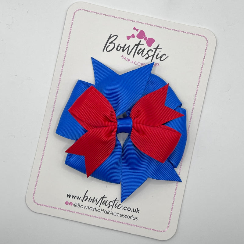 3.5 inch 2 Layer Pinwheel Bow Thin Elastic - Red & Royal Blue