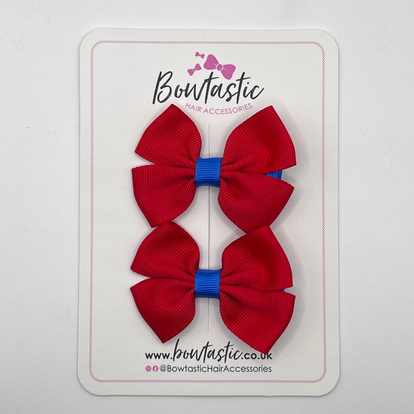 2.5 Inch Butterfly Bow - Red & Royal Blue - 2 Pack