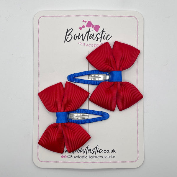 2.5 Inch Butterfly Snap Clips - Red & Royal Blue - 2 Pack