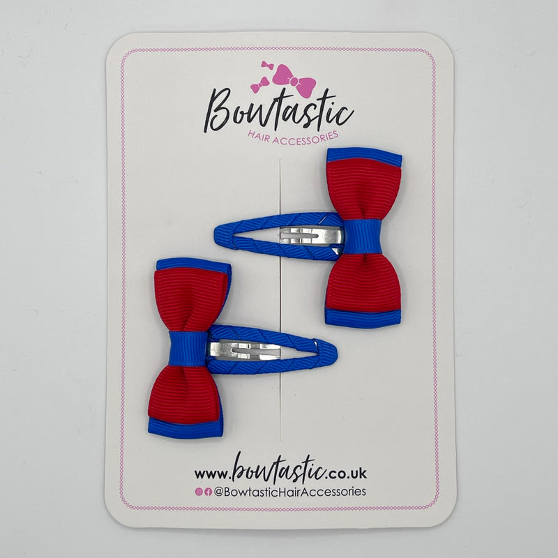 1.75 Inch Snap Clip - Red & Royal Blue - 2 Pack