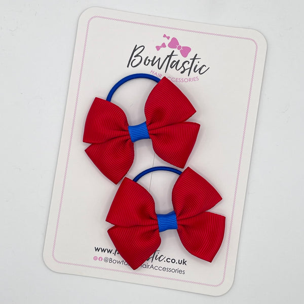 2.5 Inch Butterfly Bow Thin Elastic - Red & Royal Blue - 2 Pack