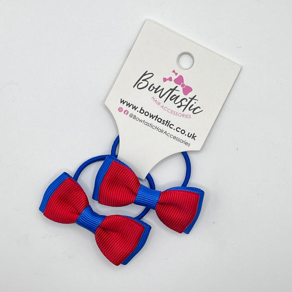 1.75 Inch Bow Thin Elastic - Red & Royal Blue - 2 Pack