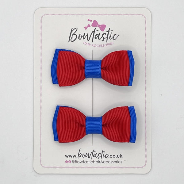 1.75 Inch Bow - Red & Royal Blue - 2 Pack