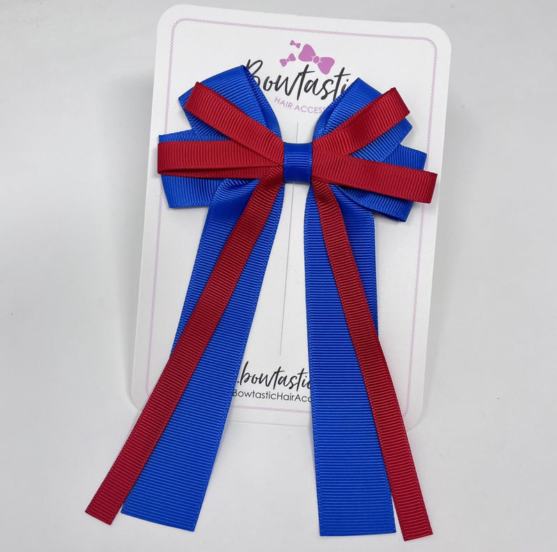 4 Inch Loop Tail Bow - Red & Royal Blue