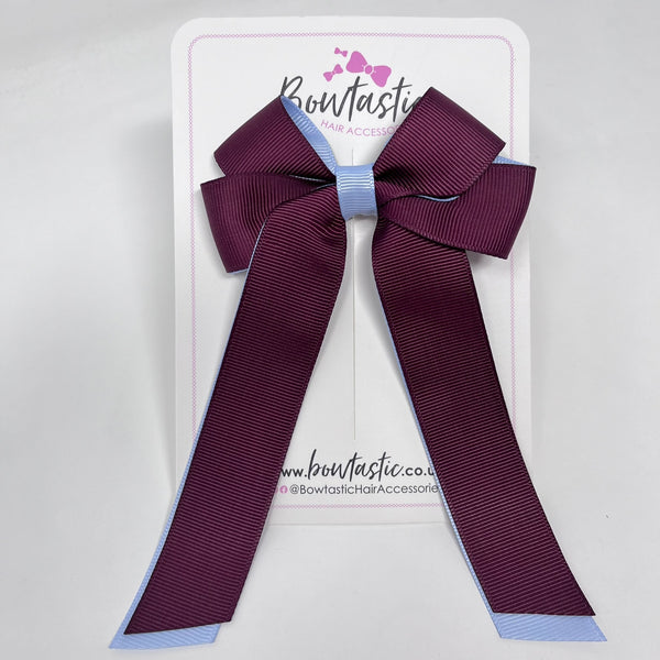 3 Inch Twist Tail Bow - Burgundy & Bluebell