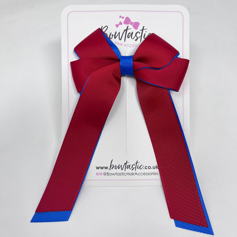 3 Inch Twist Tail Bow - Red & Royal Blue