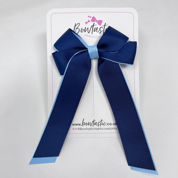 3 Inch Twist Tail Bow - Navy & Blue Topaz