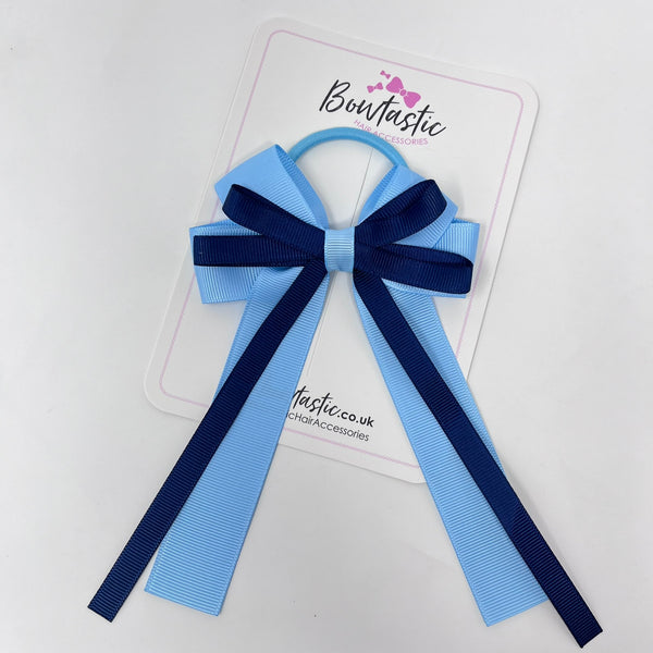 4 Inch Loop Tail Bow Bobble - Navy & Blue Topaz