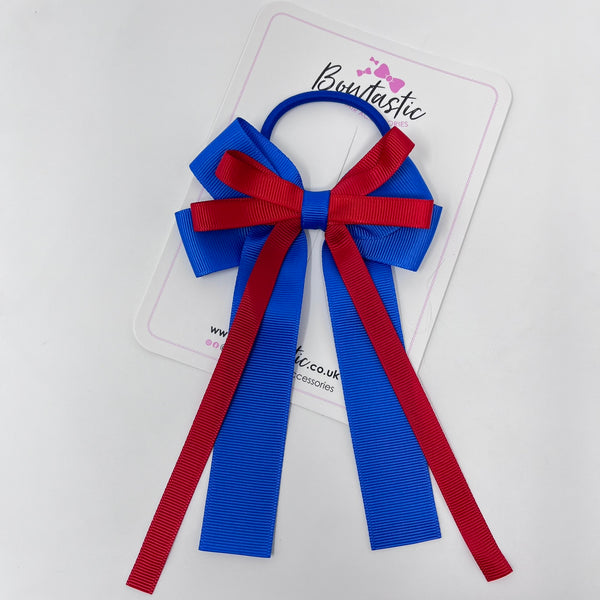 4 Inch Loop Tail Bow Bobble - Red & Royal Blue