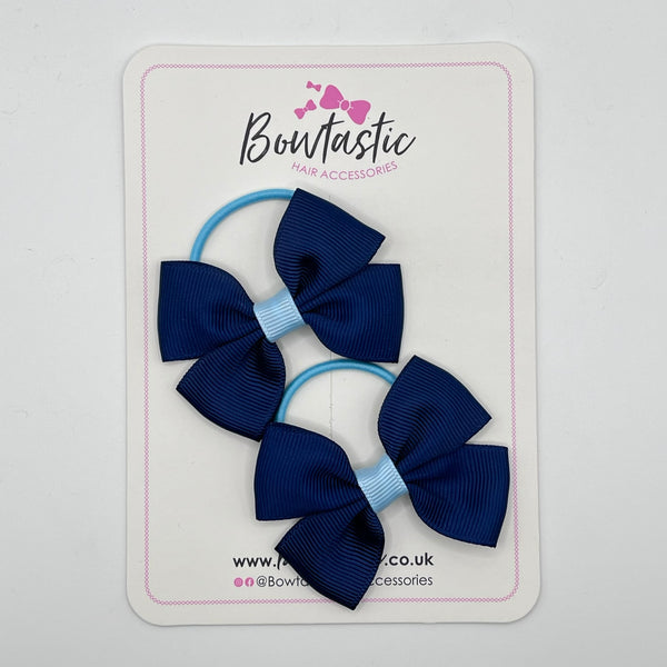 2.5 Inch Butterfly Bow Thin Elastic - Navy & Blue Topaz - 2 Pack