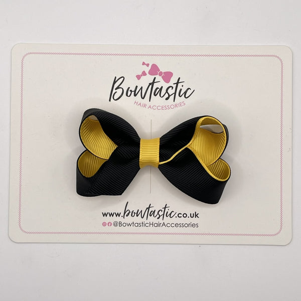 3 Inch Bow - Black & Yellow Gold