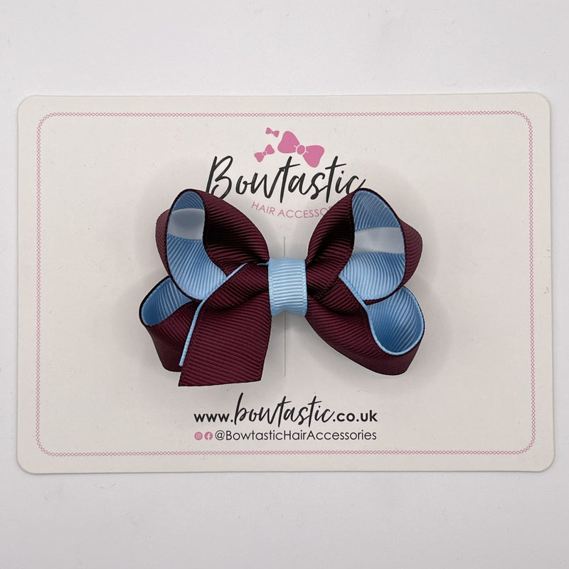 3 Inch Bow - Burgundy & Blue Topaz