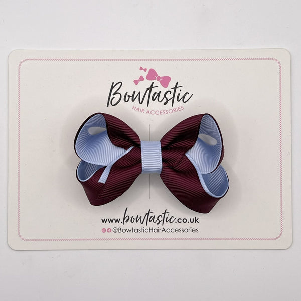 3 Inch Bow - Burgundy & Bluebell