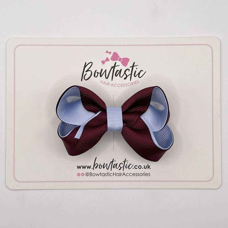 3 Inch Bow - Burgundy & Bluebell