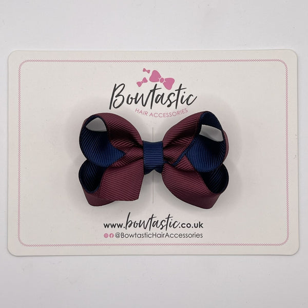 3 Inch Bow - Burgundy & Navy