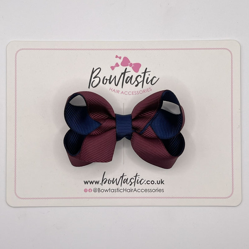 3 Inch Bow - Burgundy & Navy