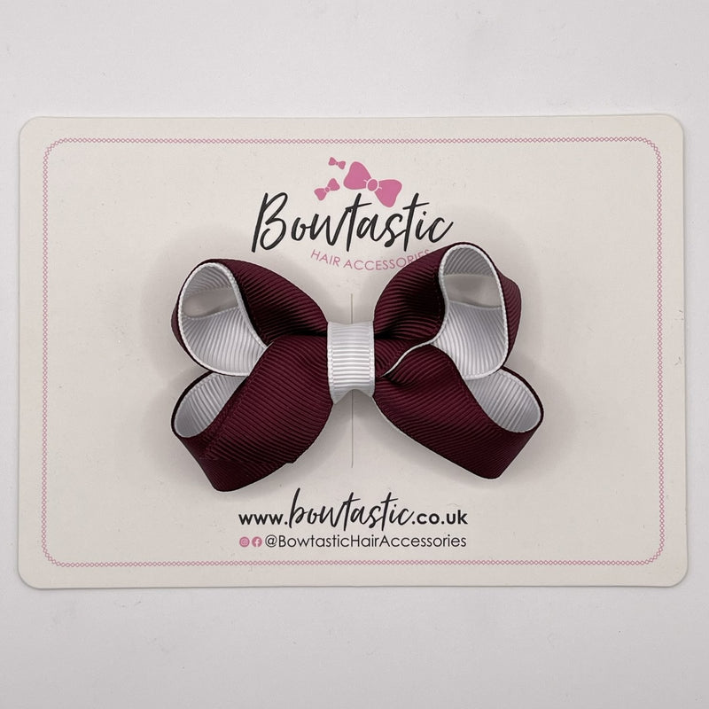 3 Inch Bow - Burgundy & White