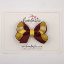 3 Inch Bow - Burgundy & Yellow Gold