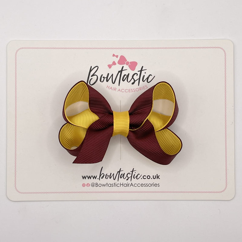 3 Inch Bow - Burgundy & Yellow Gold