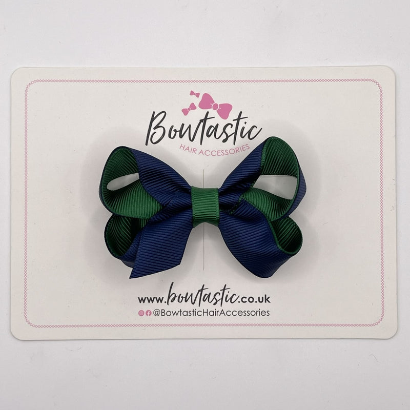 3 Inch Bow - Forest Green & Navy