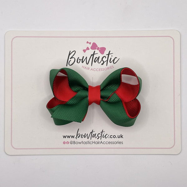 3 Inch Bow - Forest Green & Red