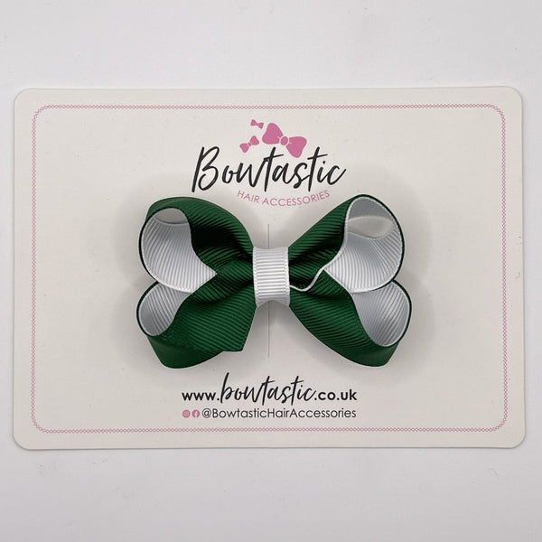 3 Inch Bow - Forest Green & White