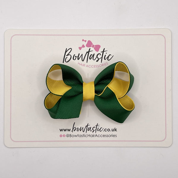 3 Inch Bow - Forest Green & Yellow Gold