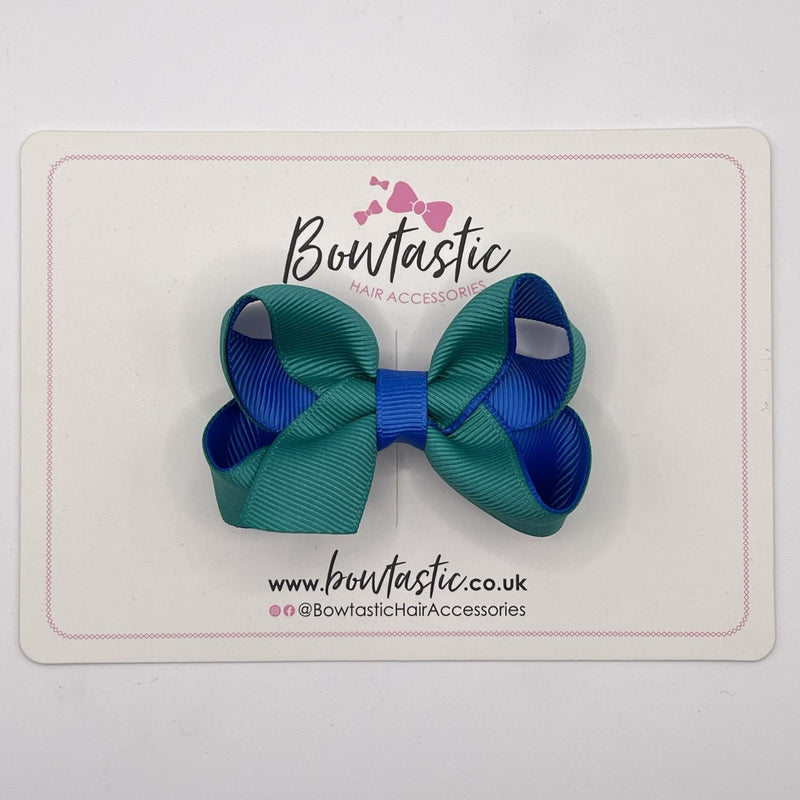 3 Inch Bow - Jade Green & Royal Blue