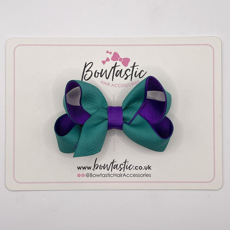 3 Inch Bow - Jade Green & Purple