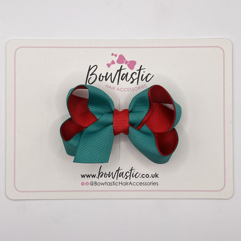 3 Inch Bow - Jade Green & Red