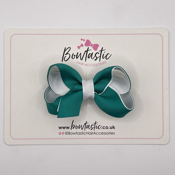 3 Inch Bow - Jade Green & White