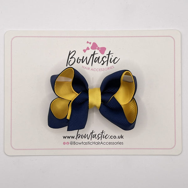 3 Inch Bow - Navy & Yellow Gold