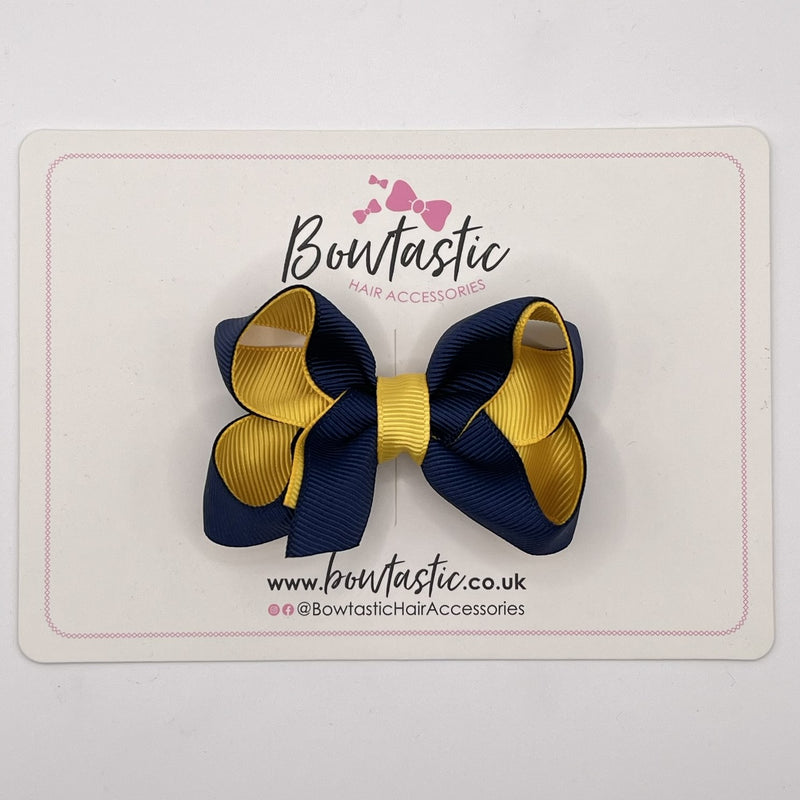 3 Inch Bow - Navy & Yellow Gold