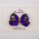 3 Inch Bow - Purple & Metal Grey