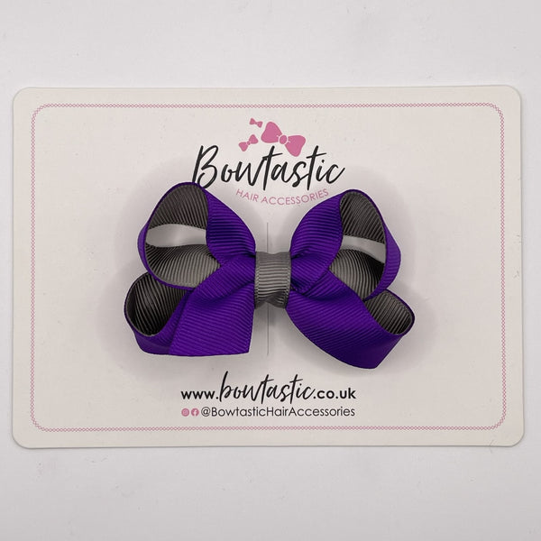 3 Inch Bow - Purple & Metal Grey